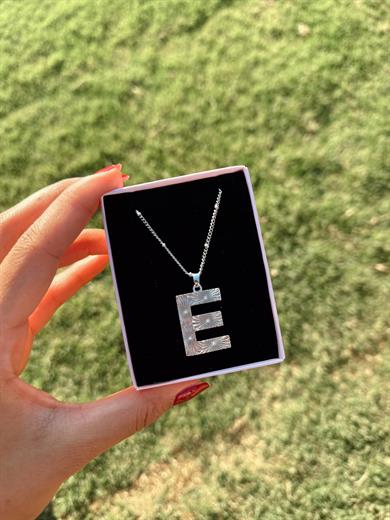 E Çelik Silver Harf Kolye