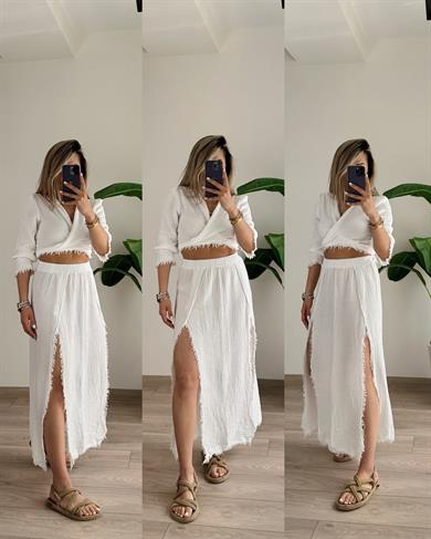 Efes Beyaz Bağlamalı Crop