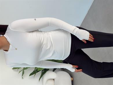 Ekru Ao Parmak Geçmeli Bluz