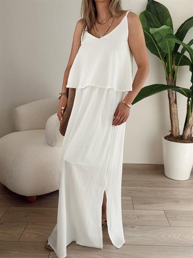 Ekru Asklılı Salaş Elbise