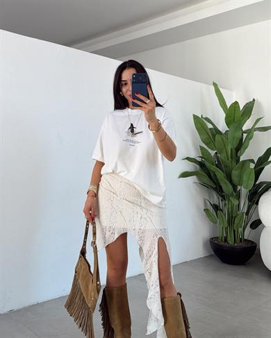 Ekru Baskılı Tişört