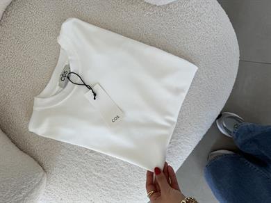 Ekru Bisiklet Yaka Cs T-Shirt