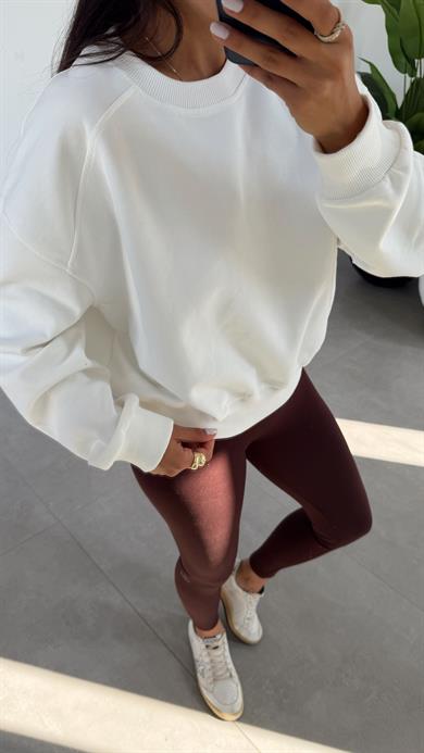 Ekru Bisiklet Yaka Sweat