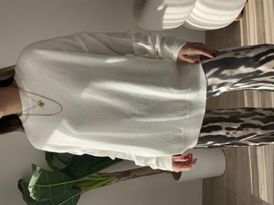 Ekru Bisiklet Yaka Triko Kazak