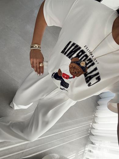 Ekru California Tedy Nakışlı Tshirt