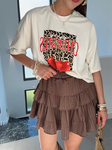 Ekru Cherries Baskı Tişört