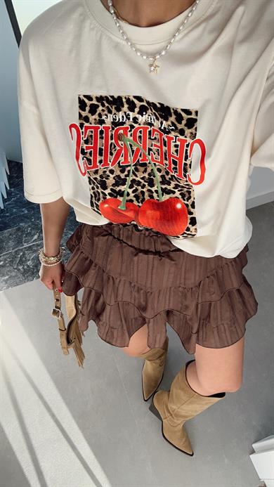 Ekru Cherries Baskı Tişört