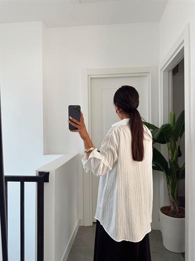 Ekru Çift Bağlamalı Pareo Gömlek