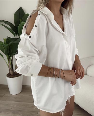 Ekru Çıtçıtlı Gömlek