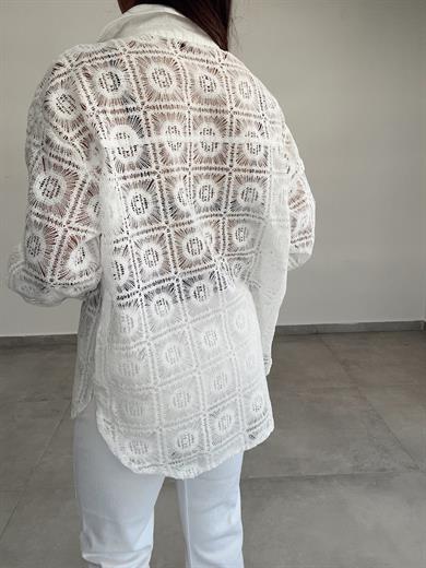 Ekru Dantel Gömlek