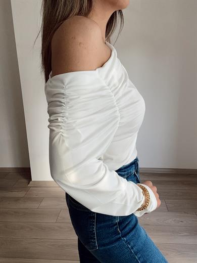 Ekru Düşük Omuz Bluz