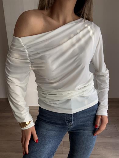 Ekru Düşük Omuz Bluz