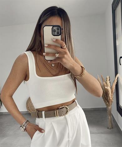 Ekru Fitilli Crop
