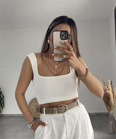 Ekru Fitilli Crop