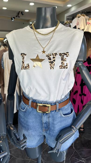 Ekru Gold Baskılı Tişört