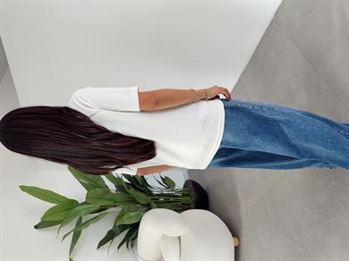 Ekru İnterlok V Yaka Salaş Body