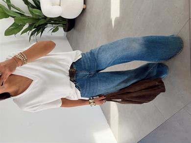 Ekru İnterlok V Yaka Salaş Body