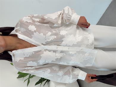 Ekru Jakarlı Gömlek