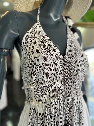 Ekru-Kahve Hint Elbise