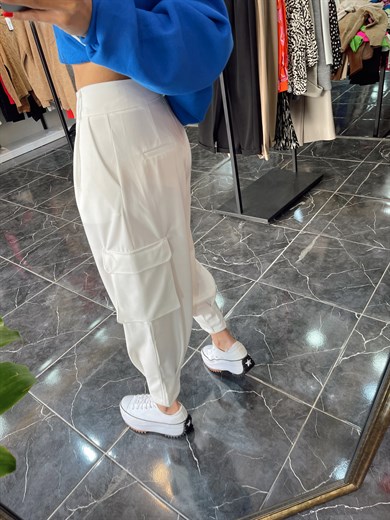 Ekru Kargo Cep Pantolon