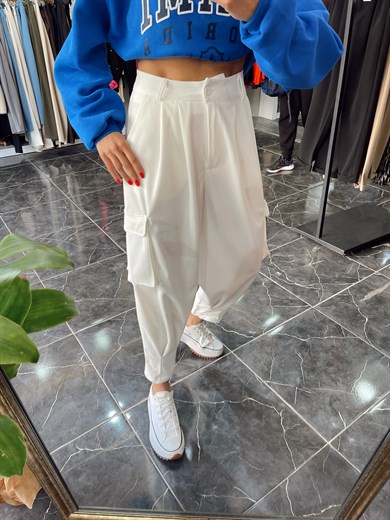 Ekru Kargo Cep Pantolon