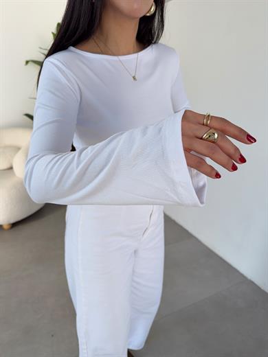 Ekru Kaşkorse İspanyol Uzun Kol Bluz