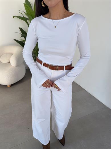 Ekru Kaşkorse İspanyol Uzun Kol Bluz