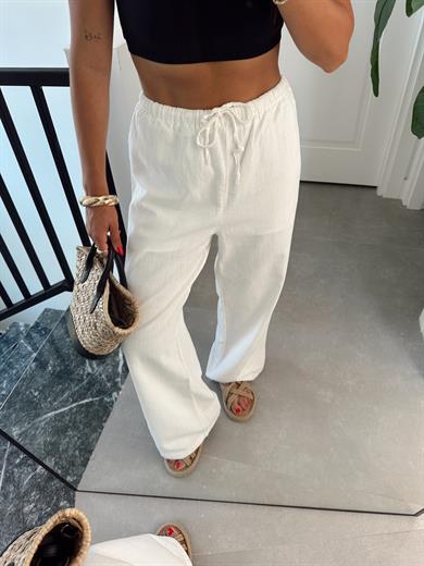 Ekru Keten Pantolon