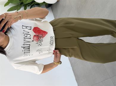 Ekru Kısa Kollu T-Shirt