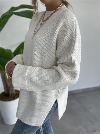 Ekru  Kolu Katlamalı Kazak