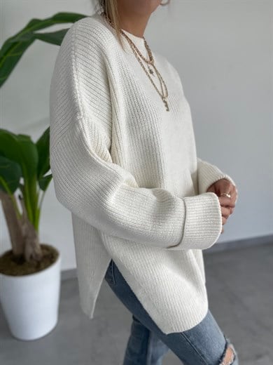 Ekru  Kolu Katlamalı Kazak