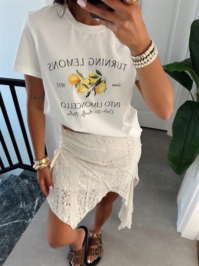 Ekru Limon Baskı Tshirt