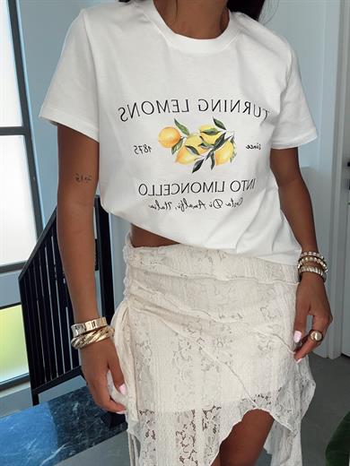 Ekru Limon Baskı Tshirt