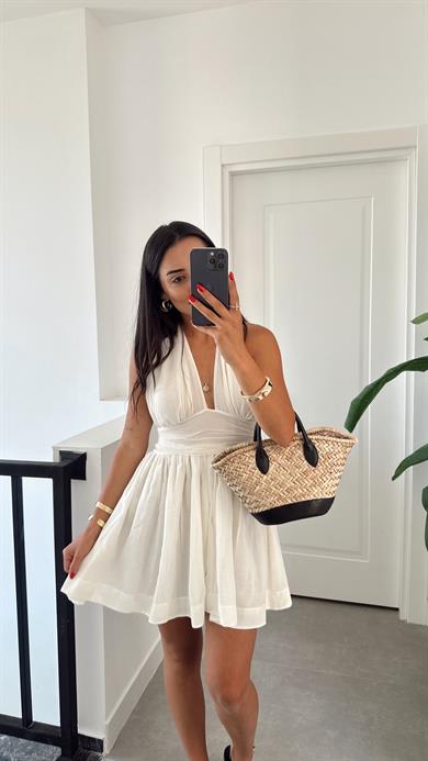 Ekru Lui Floid Elbise