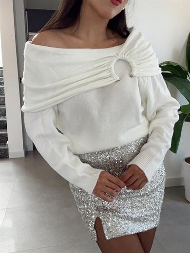 Ekru Madonna Yaka Triko Kazak