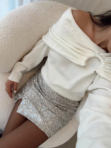 Ekru Madonna Yaka Triko Kazak