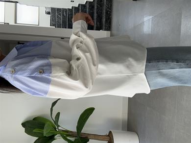 Ekru Mavi Çizgili Gömlek