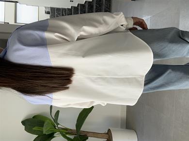 Ekru Mavi Çizgili Gömlek