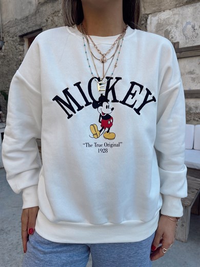 Ekru Mickey Mouse Sweathsirt