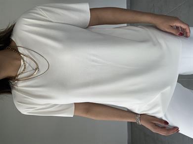 Ekru Modal Kumaş Bisiklet Yaka Tişört