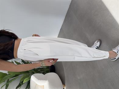 Ekru Modal Kumaş Paça Tutturmalı Pantolon