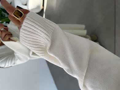 Ekru Önü Açık Şal Yaka Hırka