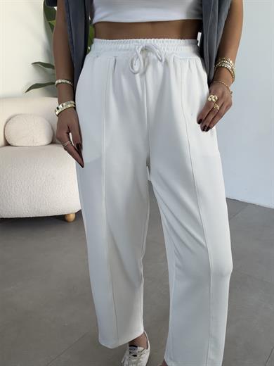 Ekru Önü Çimalı Modal Eşofman Altı