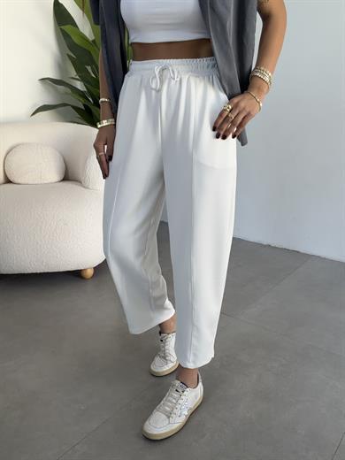 Ekru Önü Çimalı Modal Eşofman Altı