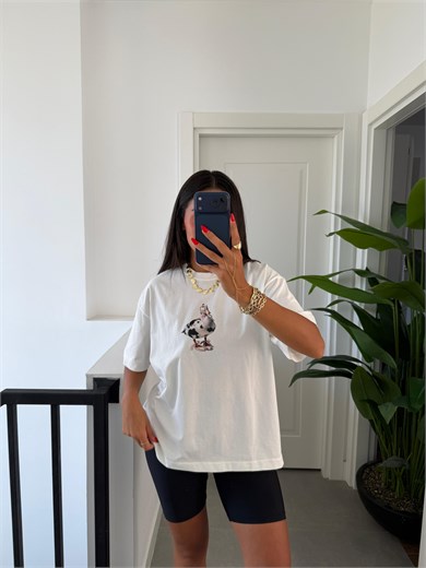 Ekru Ördek Baskı Tshirt