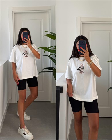 Ekru Ördek Baskı Tshirt
