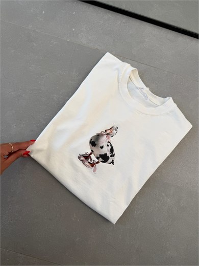Ekru Ördek Baskı Tshirt