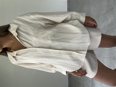 Ekru Oversize Gömlek