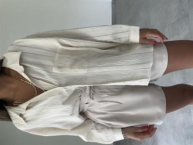 Ekru Oversize Gömlek