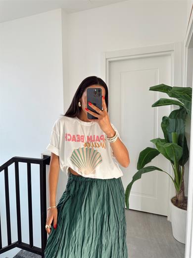 Ekru Palm Beach Baskılı Tshirt
